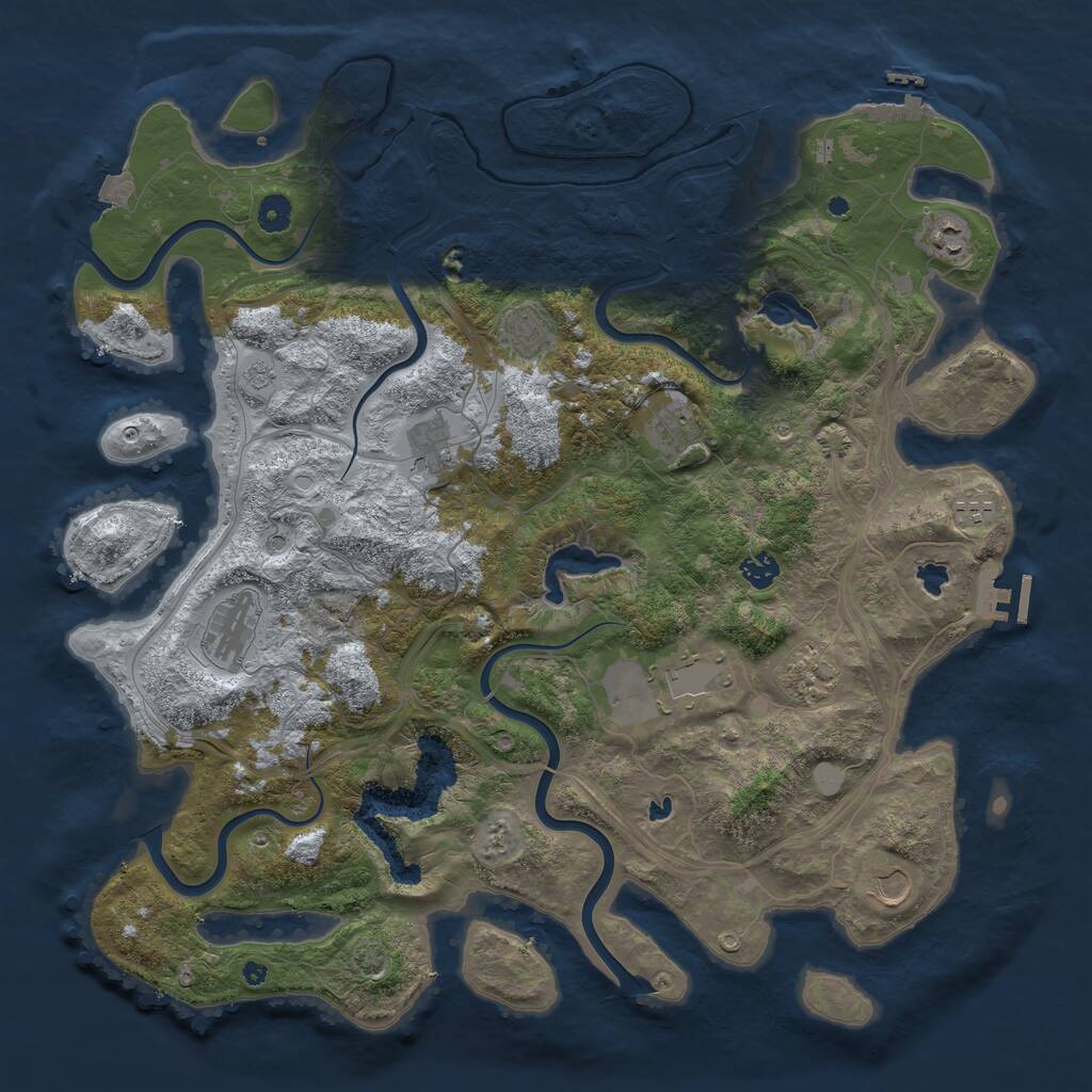 Rust Map: Procedural Map, Size: 4500, Seed: 596989568, 16 Monuments