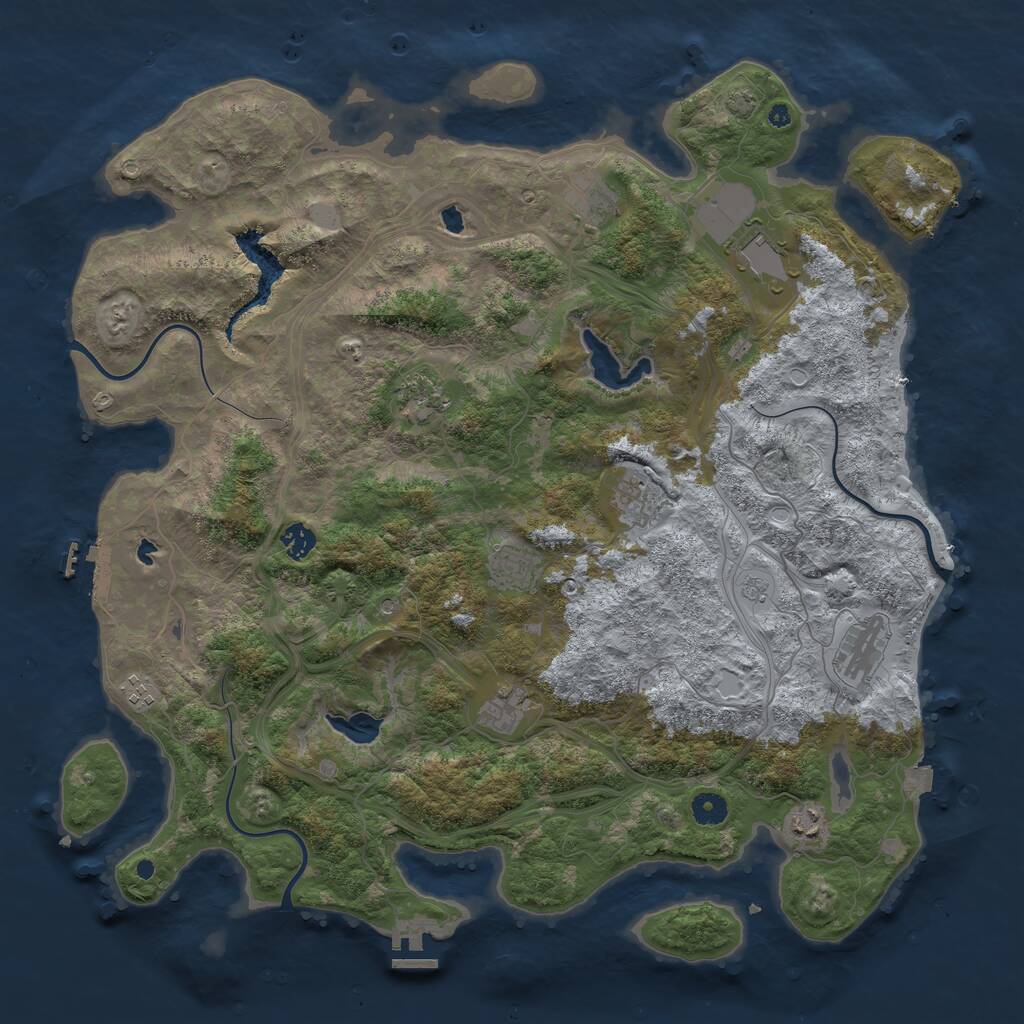 Rust Map: Procedural Map, Size: 4500, Seed: 1776814190, 16 Monuments