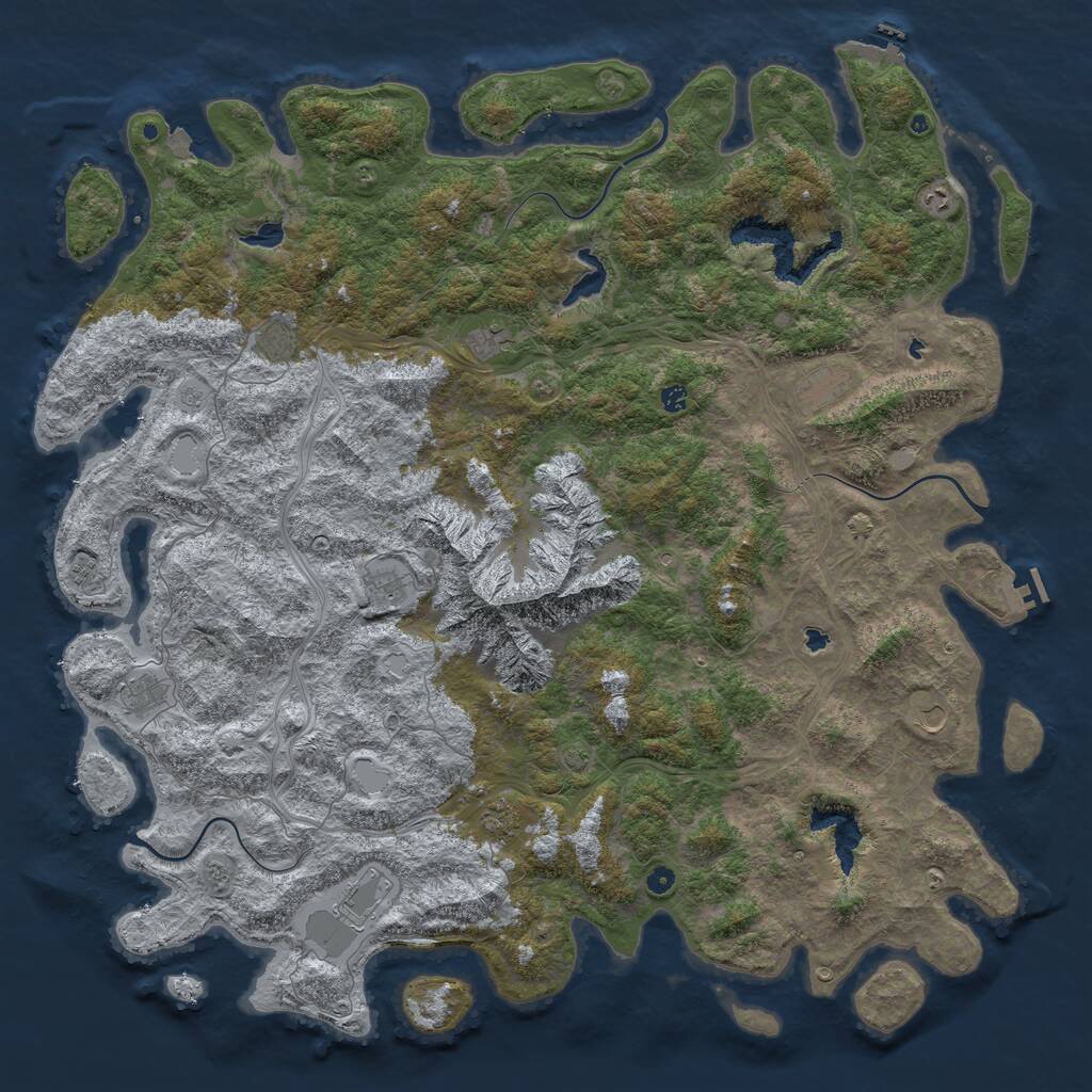 Rust Map: Procedural Map, Size: 6000, Seed: 27042013, 17 Monuments