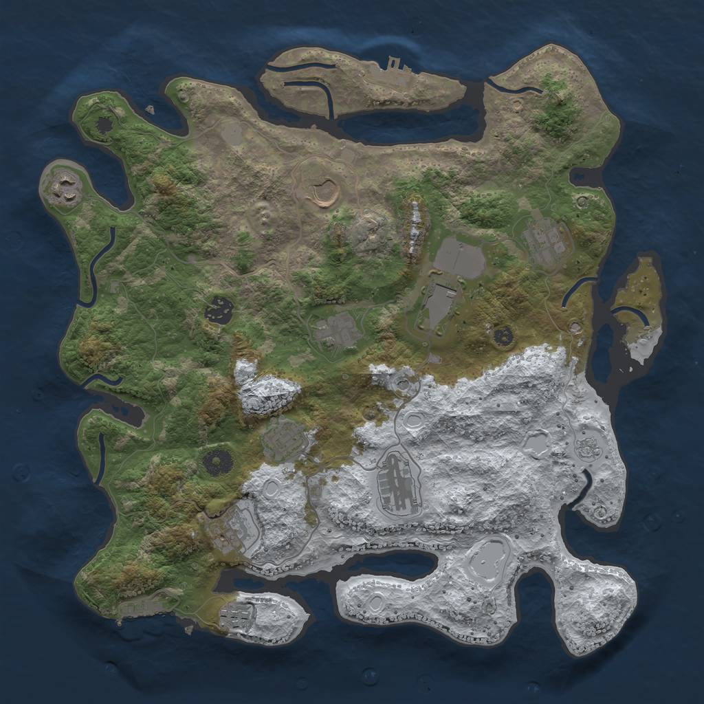 Rust Map: Procedural Map, Size: 3750, Seed: 801930281, 19 Monuments