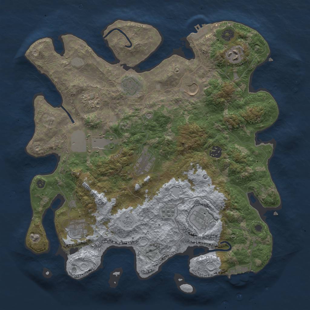 Rust Map: Procedural Map, Size: 3750, Seed: 243445791, 19 Monuments