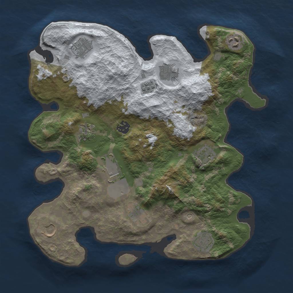 Rust Map: Barren, Size: 3500, Seed: 970990140, 14 Monuments