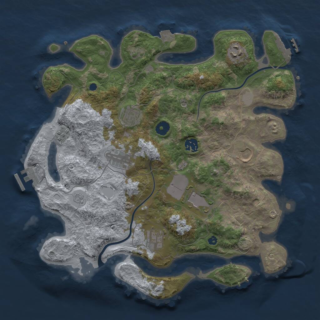 Rust Map: Procedural Map, Size: 3500, Seed: 493083034, 14 Monuments