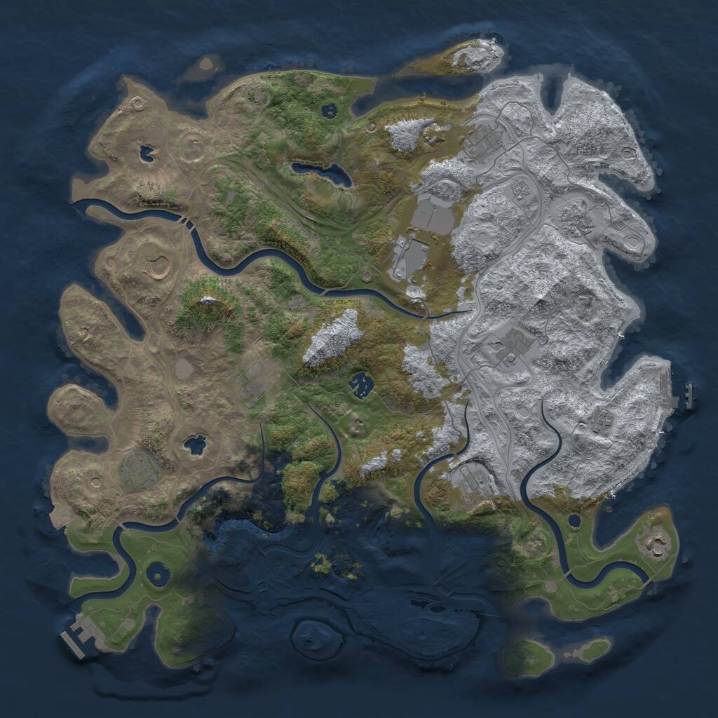 Rust Map: Procedural Map, Size: 4500, Seed: 406429077, 17 Monuments