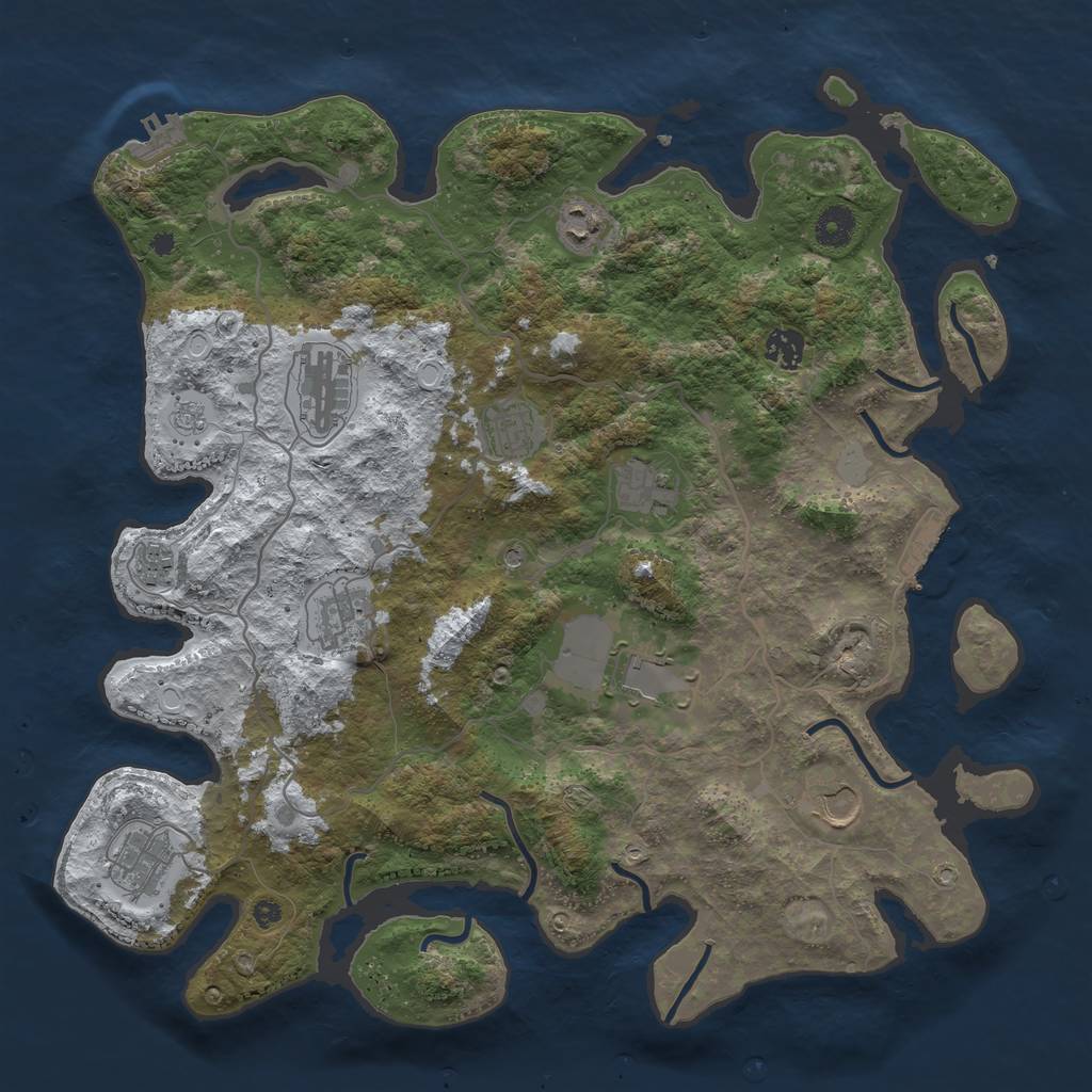 Rust Map: Procedural Map, Size: 4000, Seed: 80189, 19 Monuments