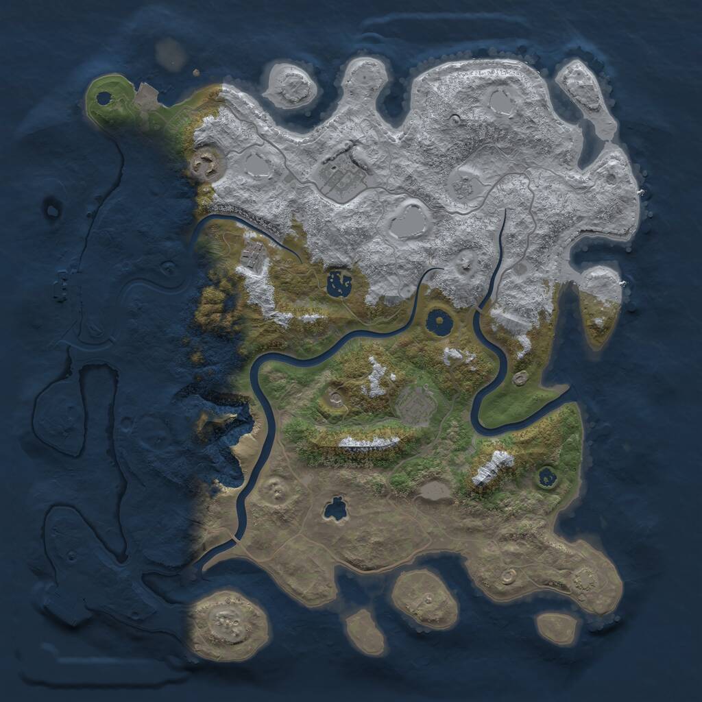 Rust Map: Procedural Map, Size: 4000, Seed: 344944, 11 Monuments