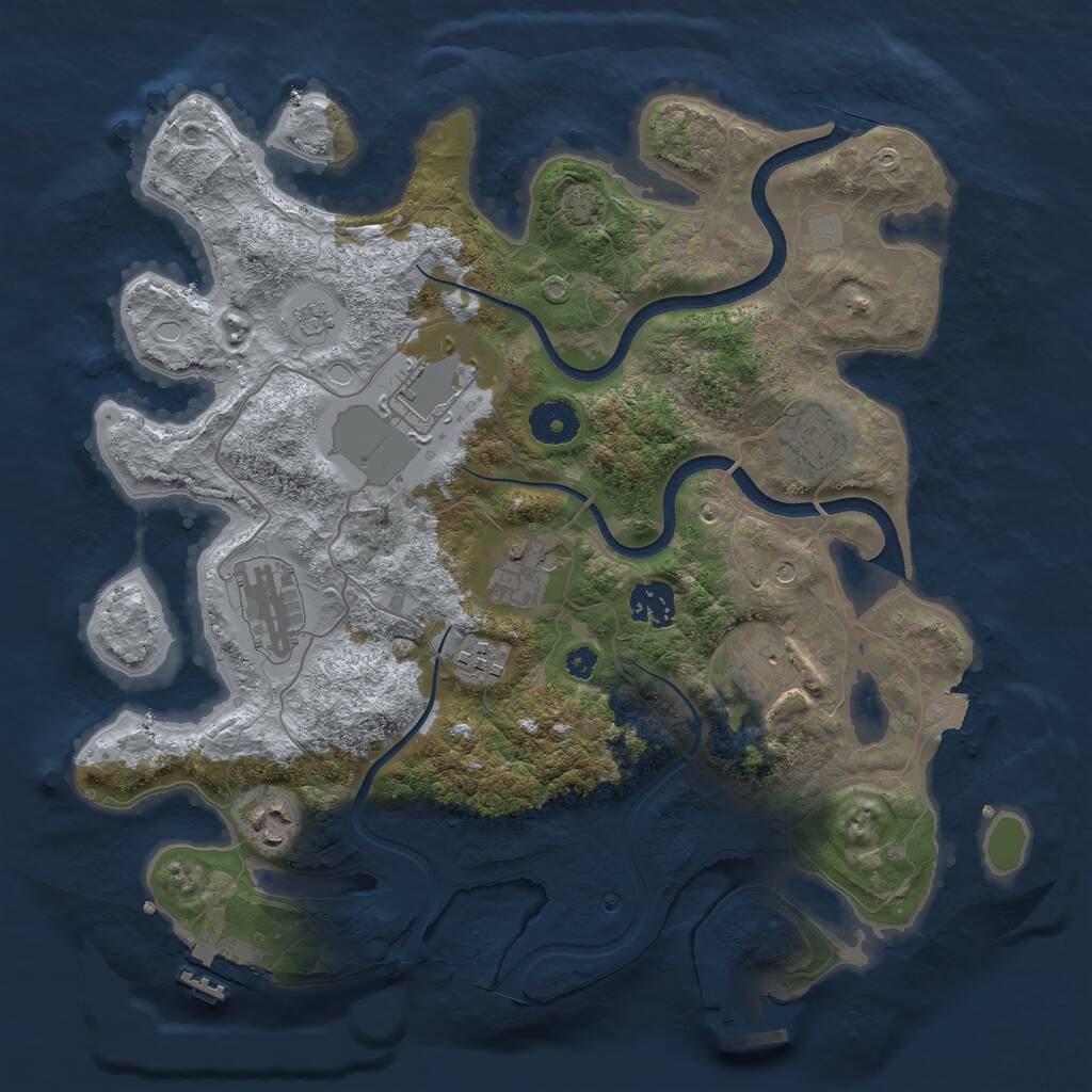 Rust Map: Procedural Map, Size: 3500, Seed: 308713761, 14 Monuments