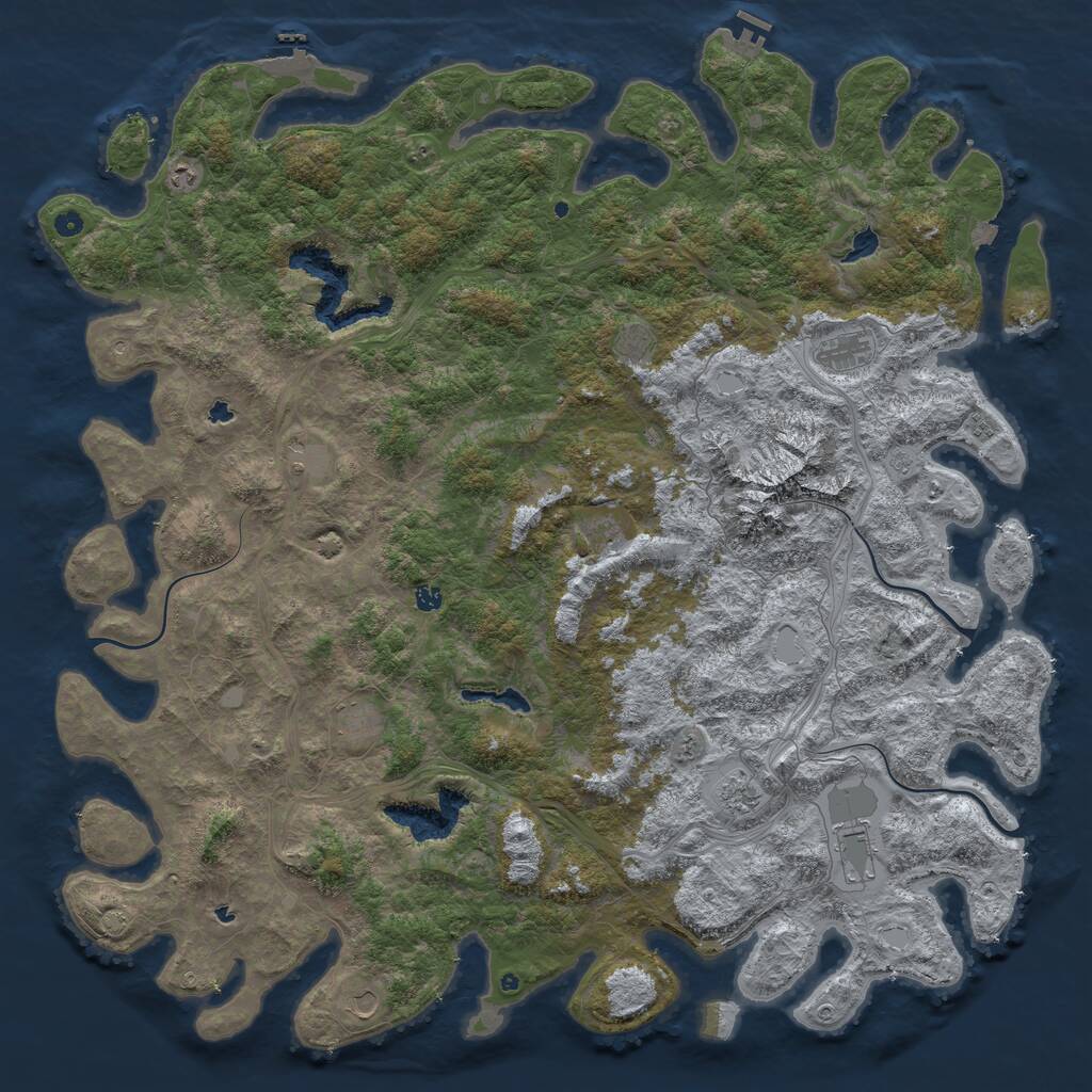 Rust Map: Procedural Map, Size: 6000, Seed: 354342, 17 Monuments
