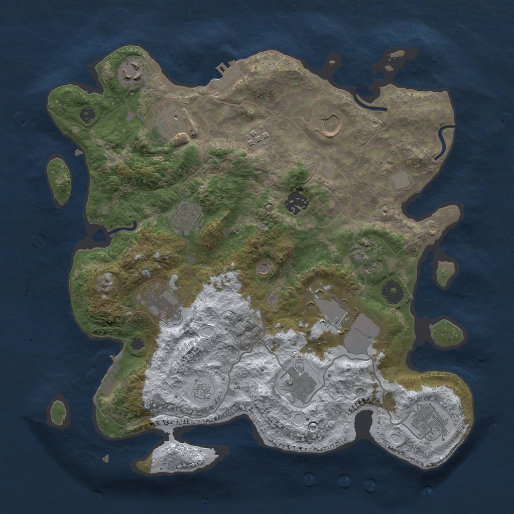 Rust Map: Procedural Map, Size: 3500, Seed: 972777412, 20 Monuments