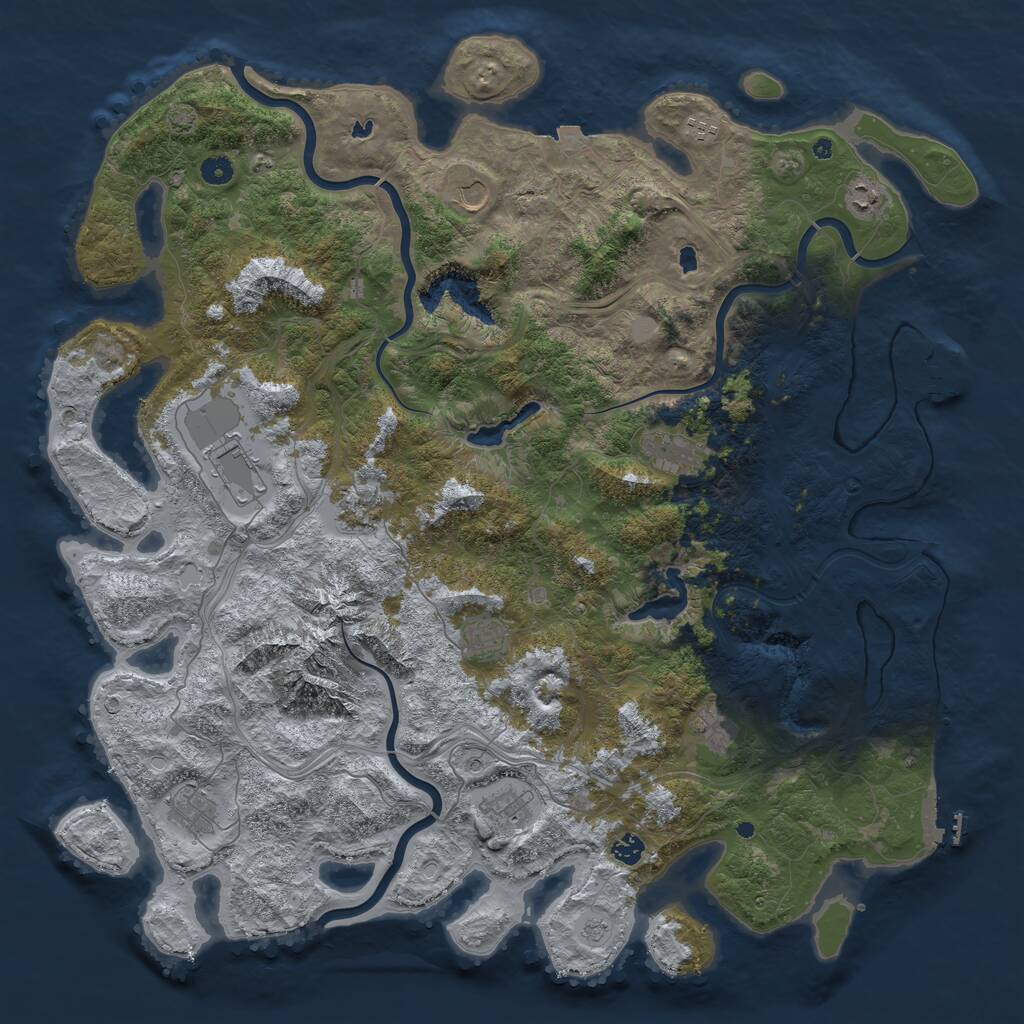 Rust Map: Procedural Map, Size: 5000, Seed: 680028784, 17 Monuments