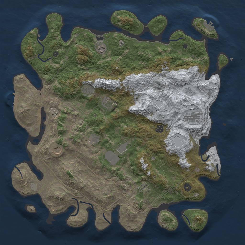 Rust Map: Procedural Map, Size: 4500, Seed: 457435373, 19 Monuments