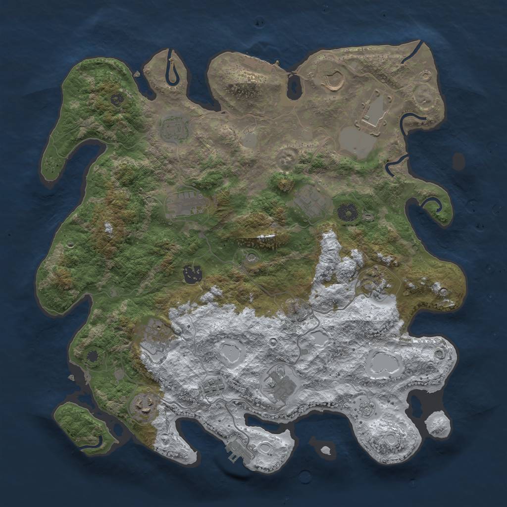 Rust Map: Procedural Map, Size: 3850, Seed: 488339797, 20 Monuments