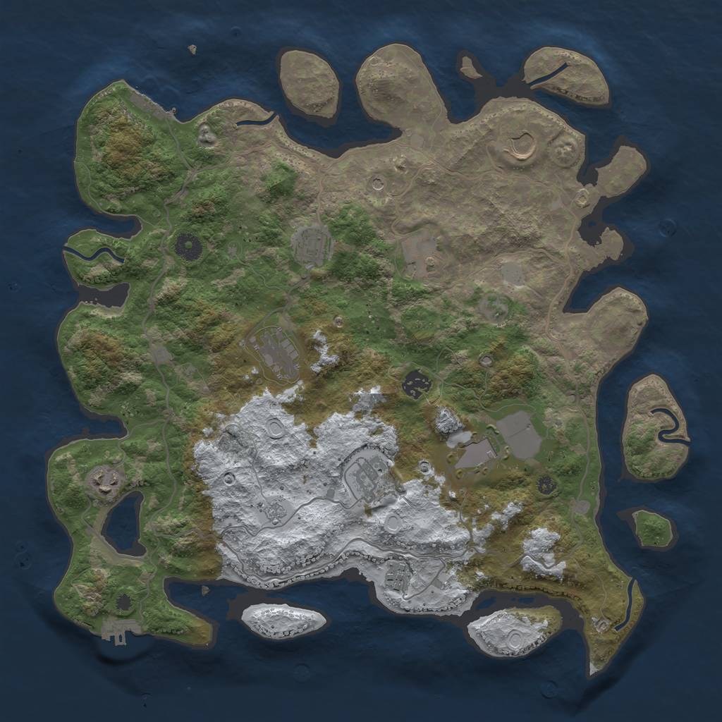Rust Map: Procedural Map, Size: 4000, Seed: 498417, 18 Monuments