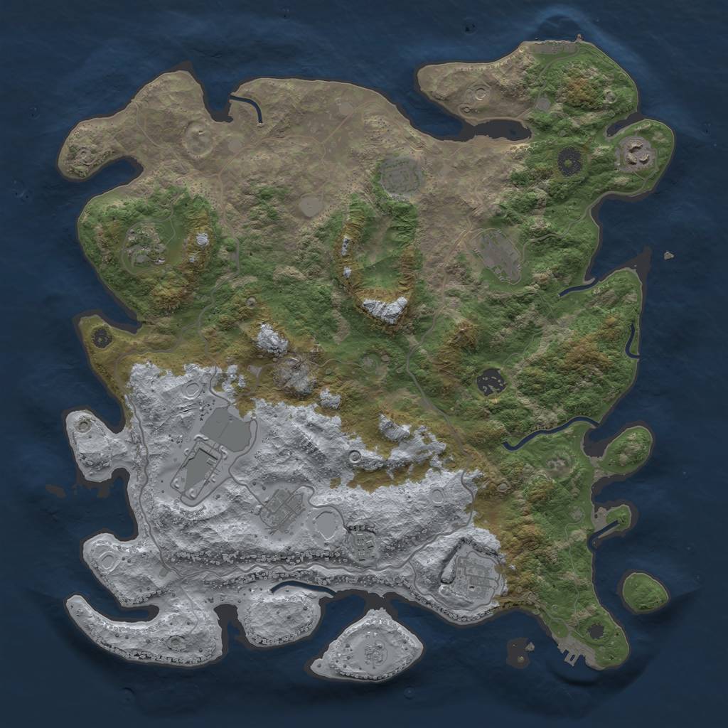 Rust Map: Procedural Map, Size: 4050, Seed: 405428563, 18 Monuments