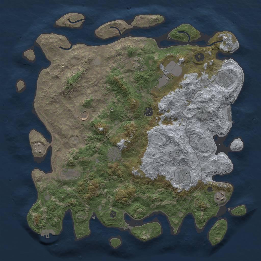 Rust Map: Procedural Map, Size: 4200, Seed: 1577652347, 19 Monuments