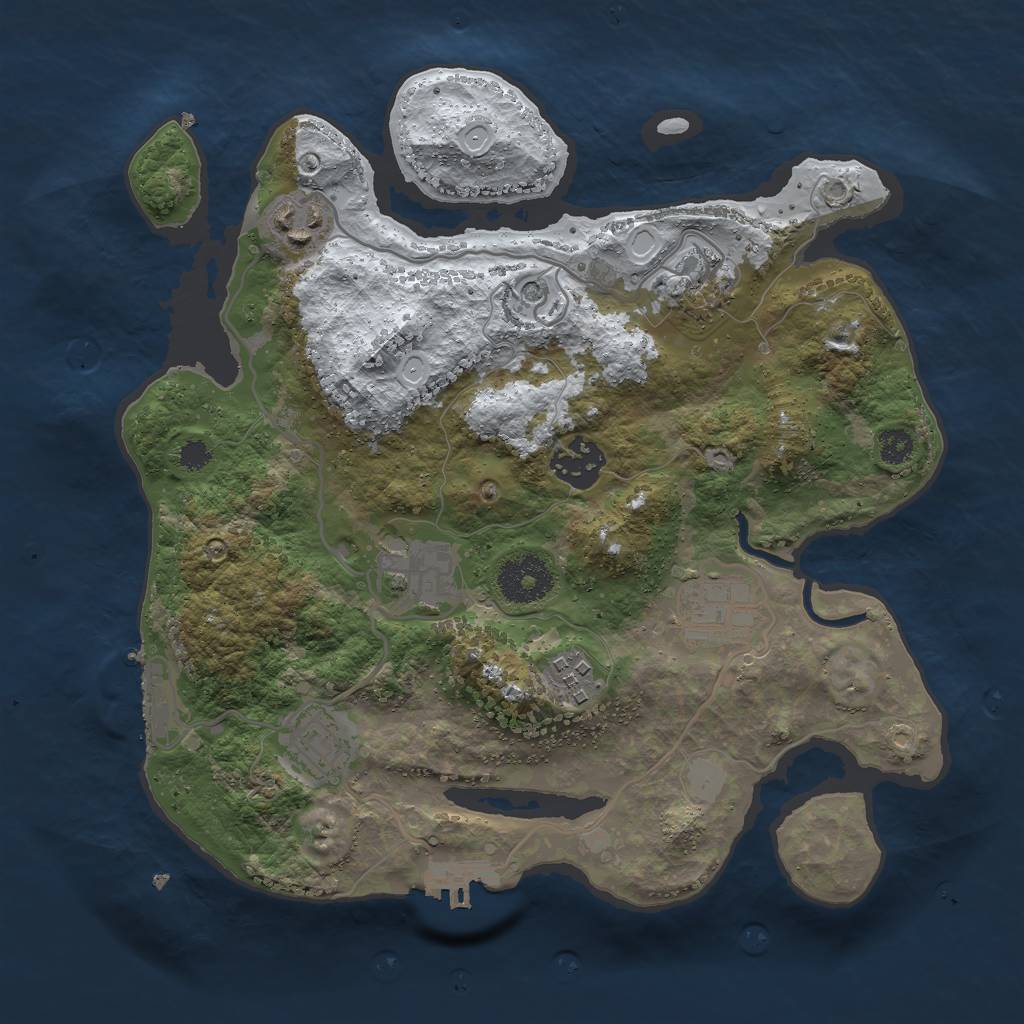 Rust Map: Procedural Map, Size: 3000, Seed: 1245463175, 15 Monuments