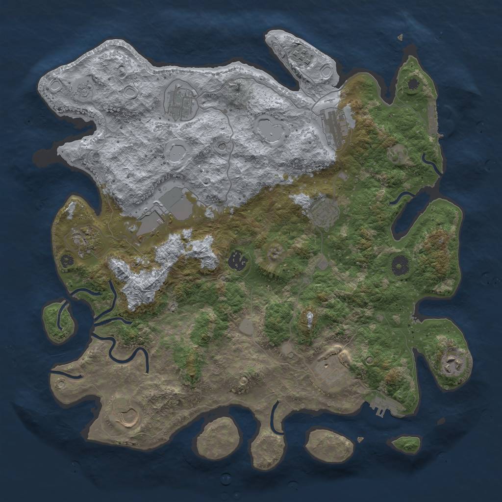 Rust Map: Procedural Map, Size: 3950, Seed: 4599061, 19 Monuments
