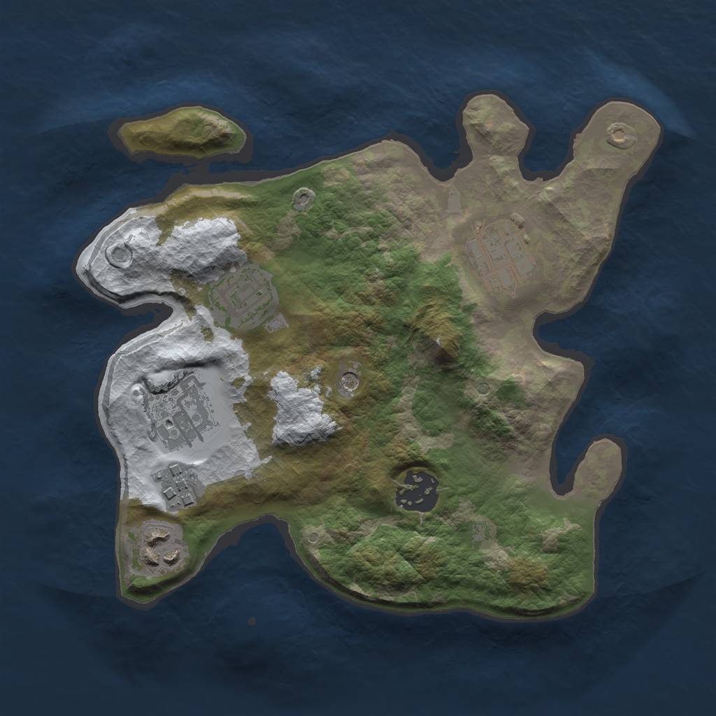 Rust Map: Barren, Size: 2500, Seed: 123456, 9 Monuments