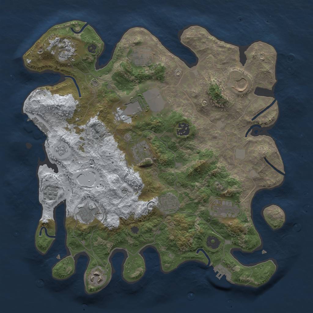 Rust Map: Procedural Map, Size: 3500, Seed: 2116272464, 20 Monuments