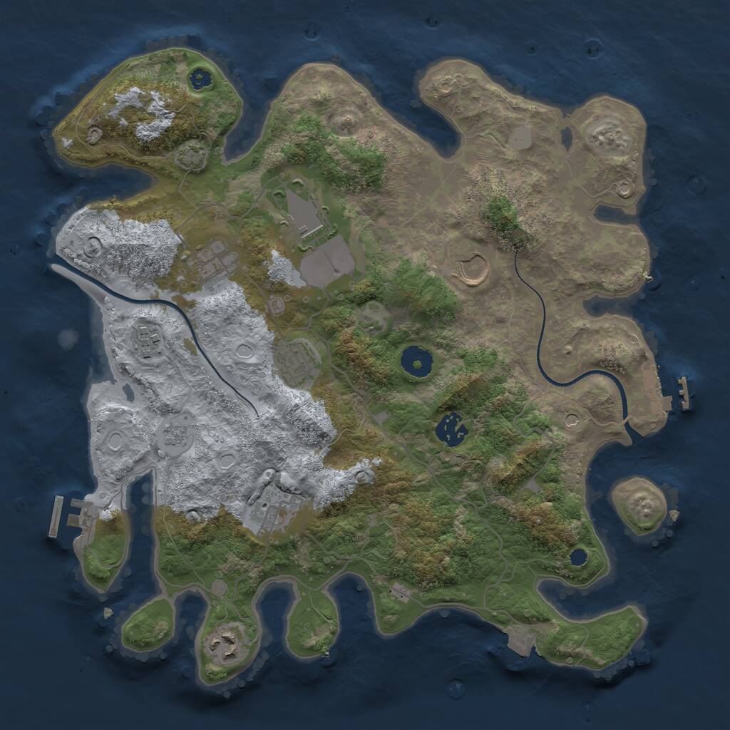 Rust Map: Procedural Map, Size: 3500, Seed: 2116272464, 14 Monuments