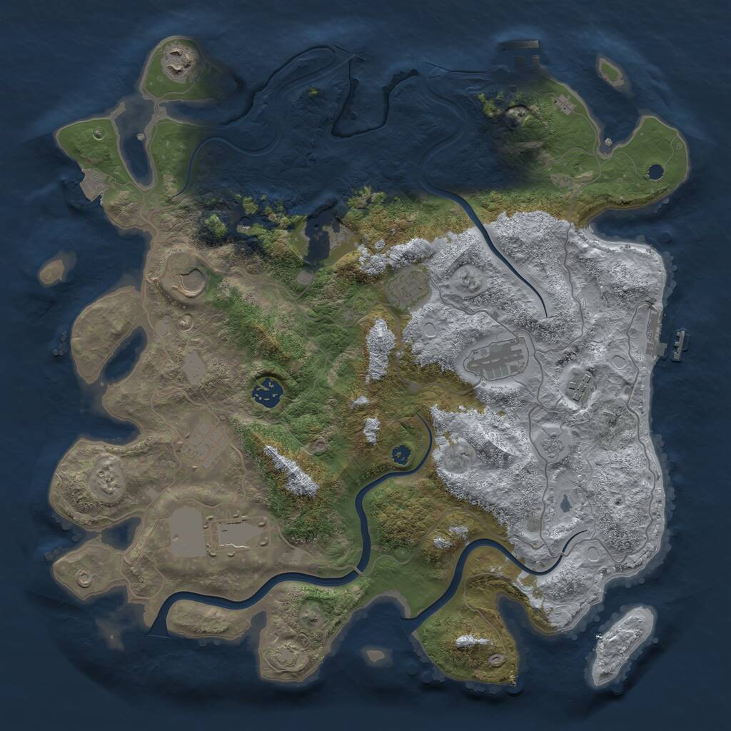 Rust Map: Procedural Map, Size: 3850, Seed: 462268774, 15 Monuments