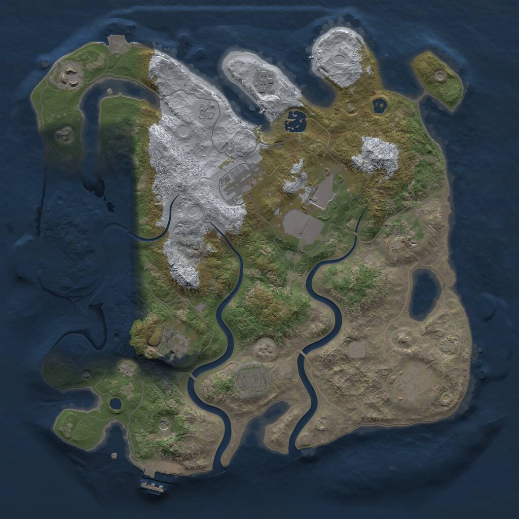 Rust Map: Procedural Map, Size: 3500, Seed: 99923218, 15 Monuments