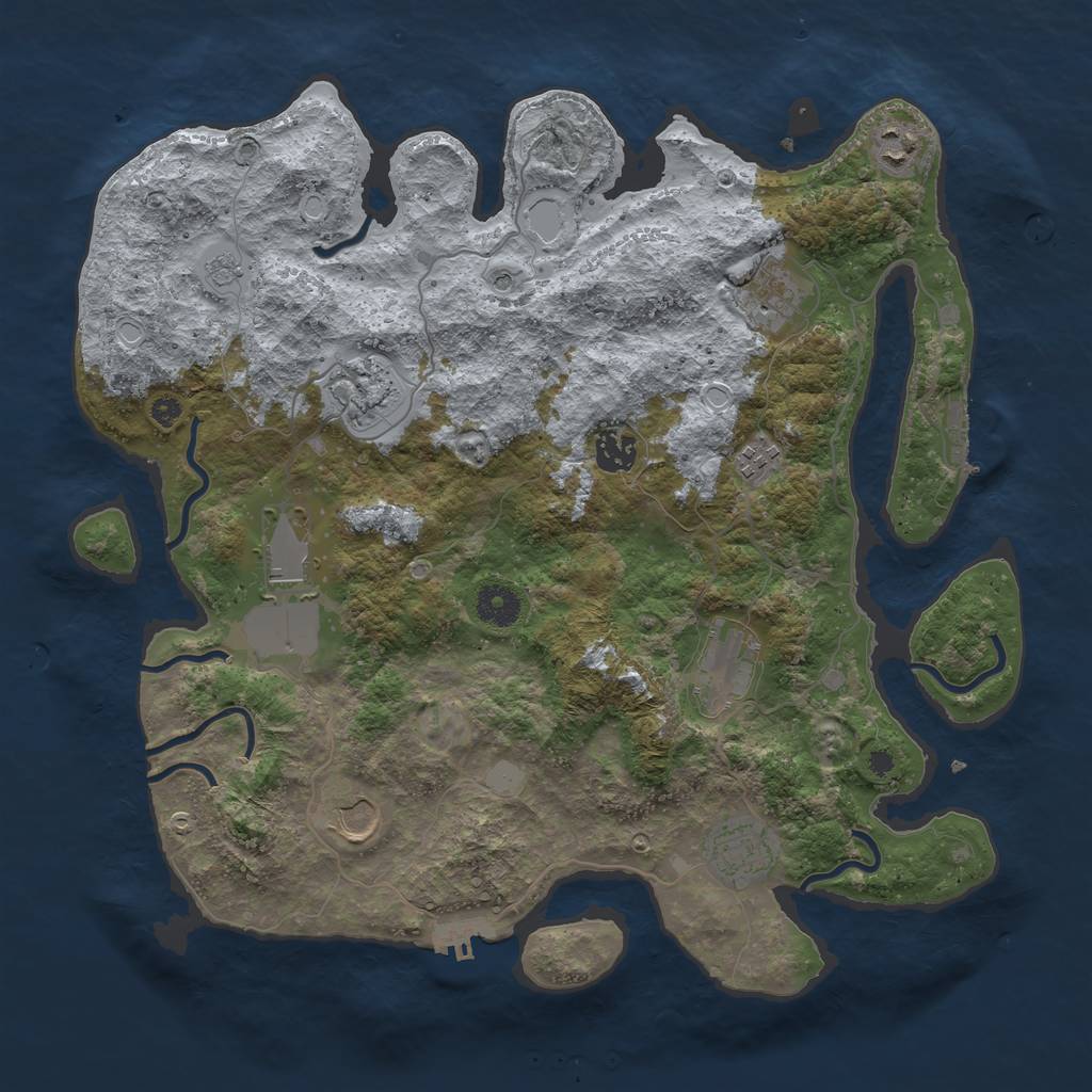 Rust Map: Procedural Map, Size: 3800, Seed: 893598291, 18 Monuments