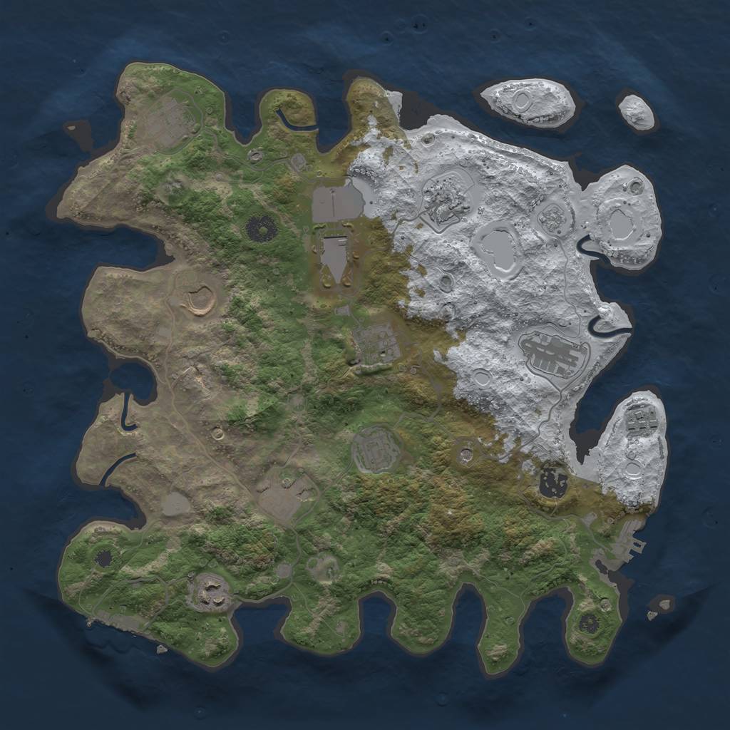 Rust Map: Procedural Map, Size: 3700, Seed: 480916862, 20 Monuments