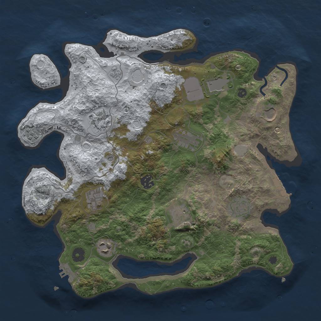 Rust Map: Procedural Map, Size: 3500, Seed: 2017939120, 19 Monuments