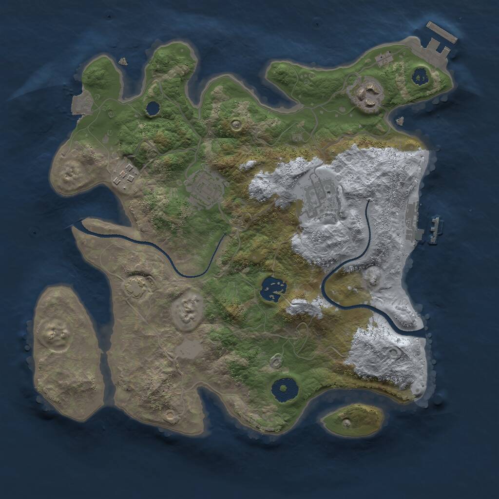 Rust Map: Procedural Map, Size: 3000, Seed: 31532, 9 Monuments