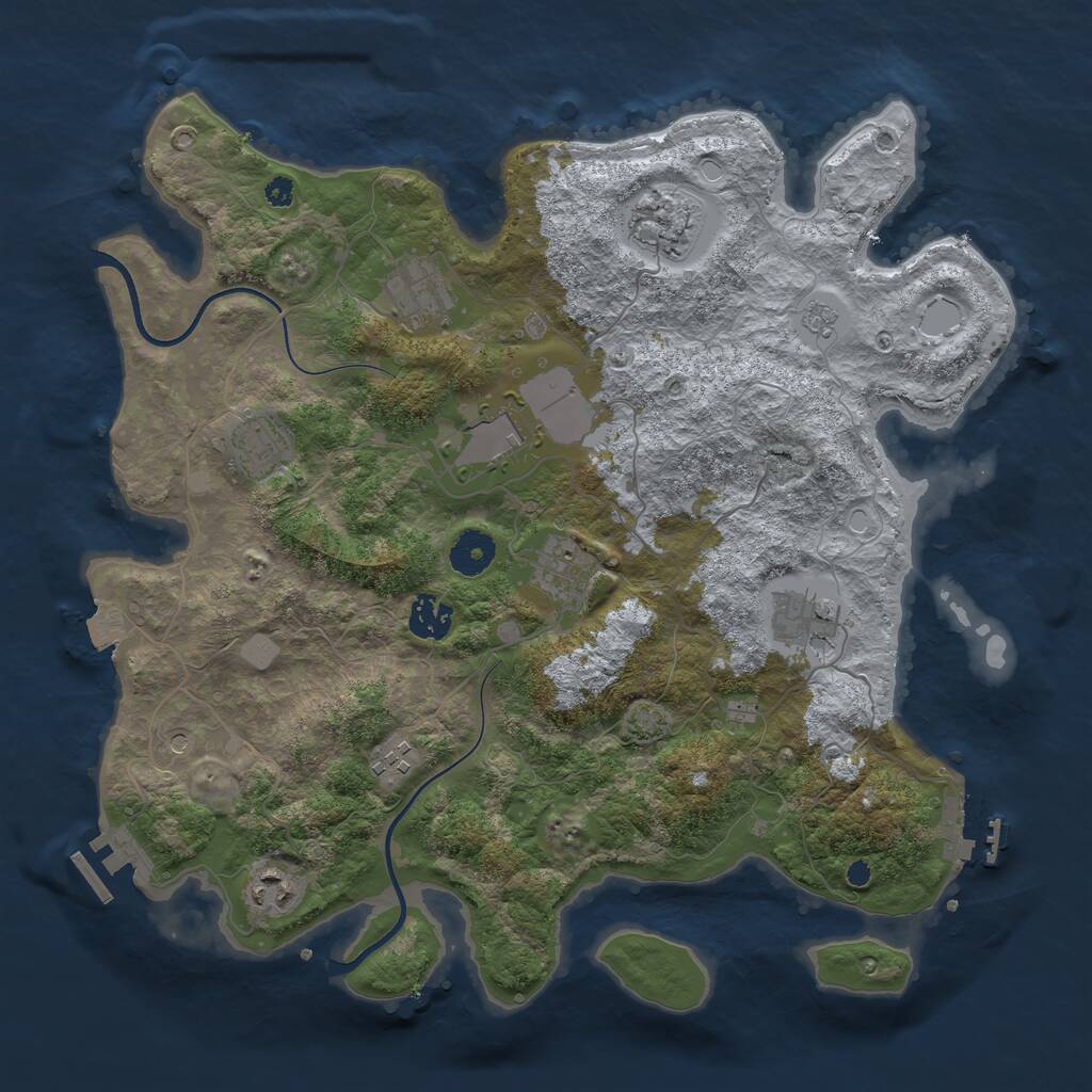 Rust Map: Procedural Map, Size: 3700, Seed: 56747340, 15 Monuments