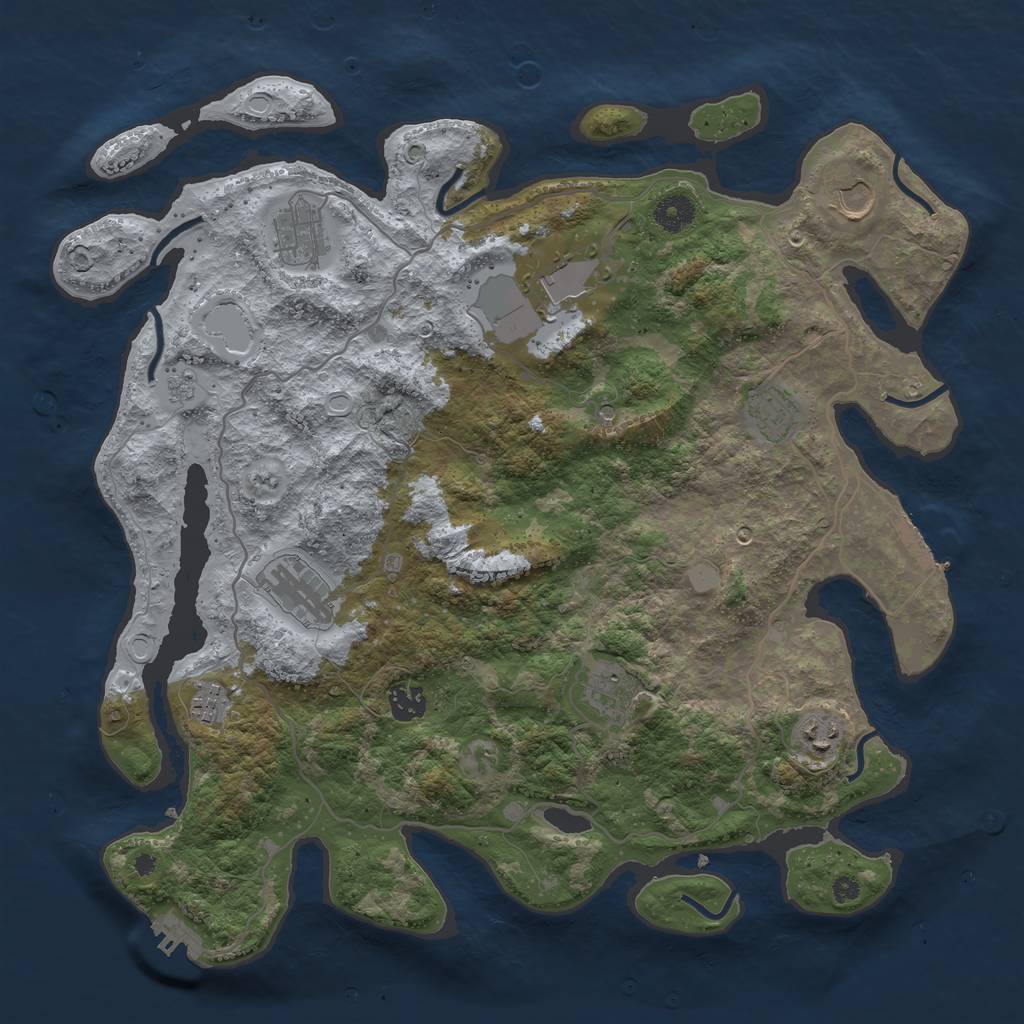 Rust Map: Procedural Map, Size: 4000, Seed: 23202, 18 Monuments