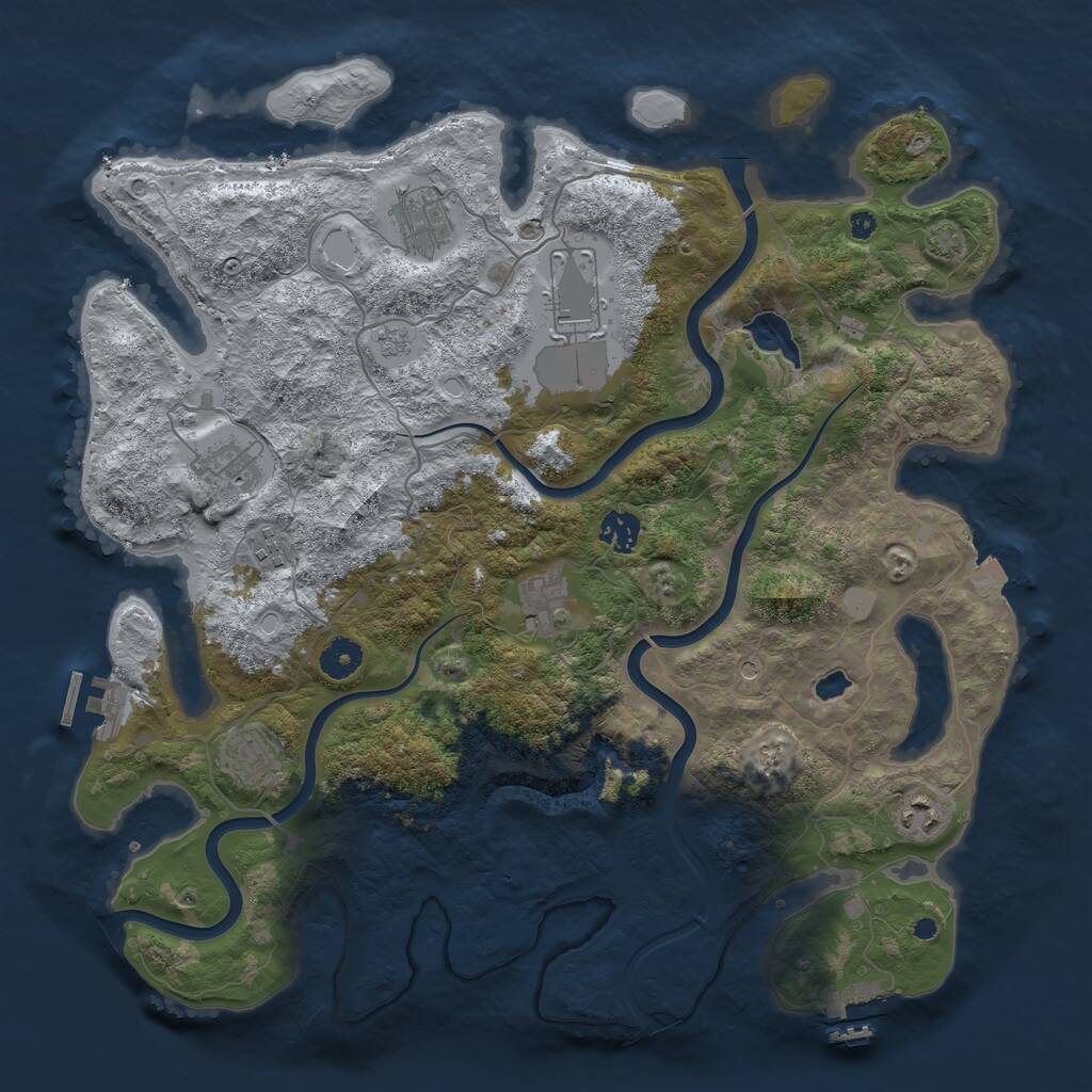 Rust Map: Procedural Map, Size: 4000, Seed: 643064249, 14 Monuments