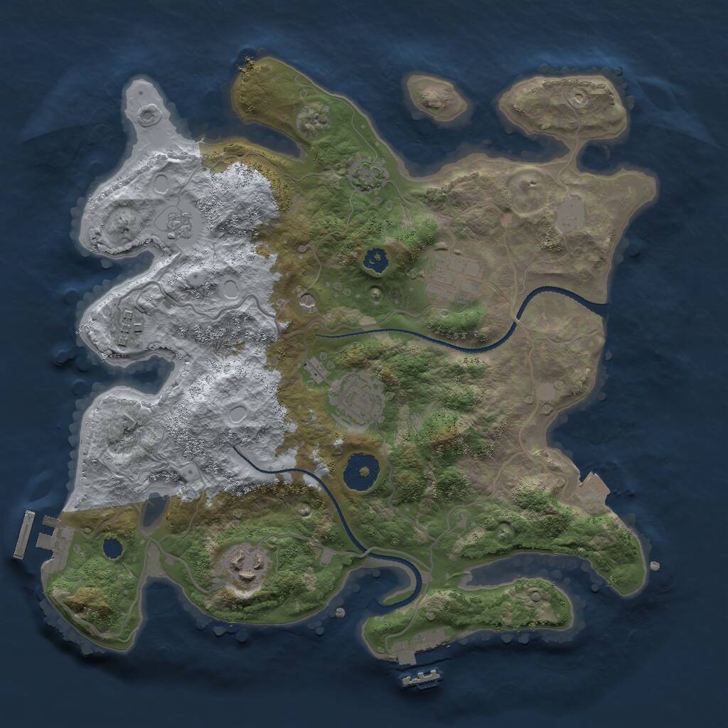 Rust Map: Procedural Map, Size: 3000, Seed: 1487542134, 10 Monuments