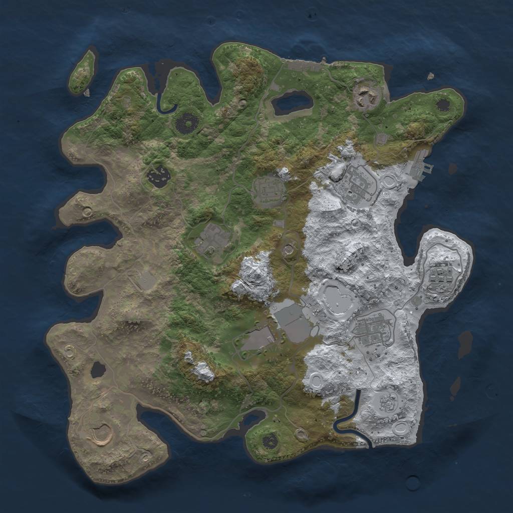 Rust Map: Procedural Map, Size: 3500, Seed: 2108688087, 18 Monuments