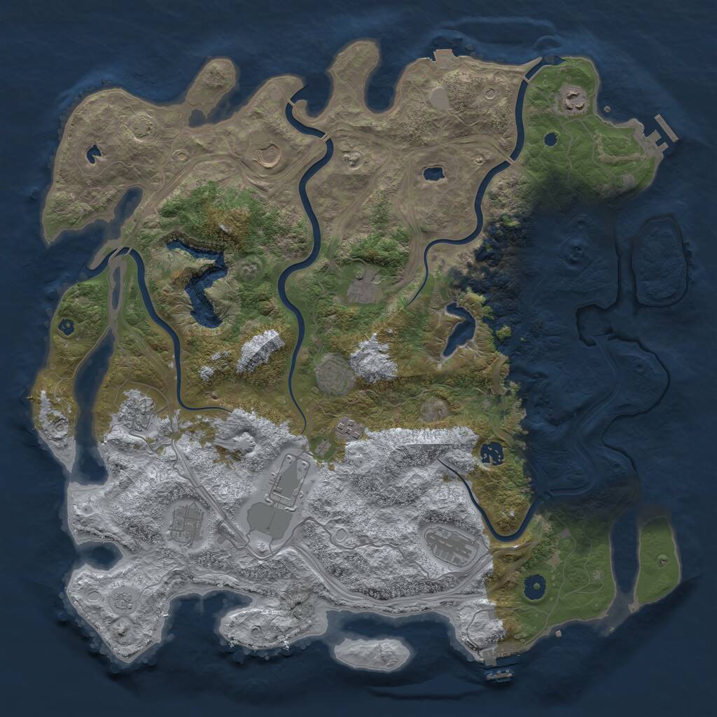 Rust Map: Procedural Map, Size: 4500, Seed: 1069449856, 16 Monuments