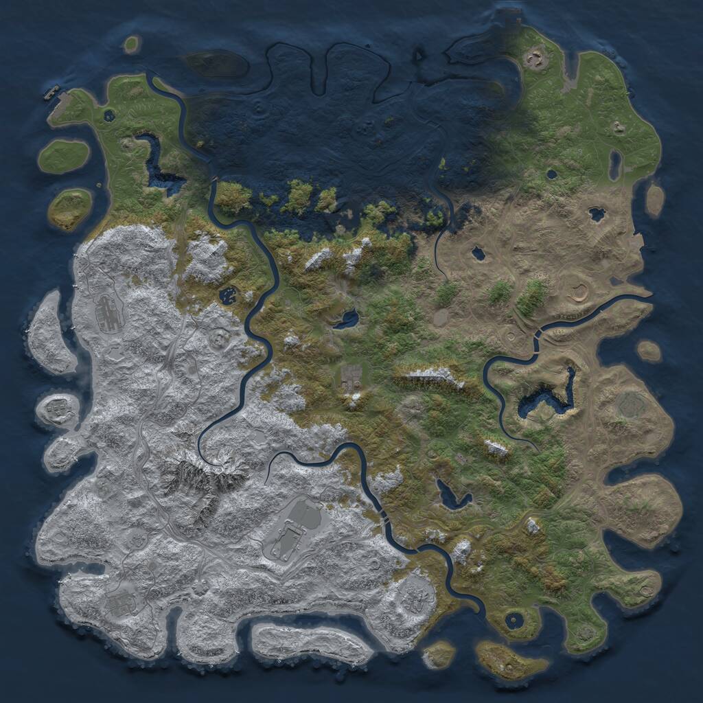 Rust Map: Procedural Map, Size: 6000, Seed: 157056580, 17 Monuments