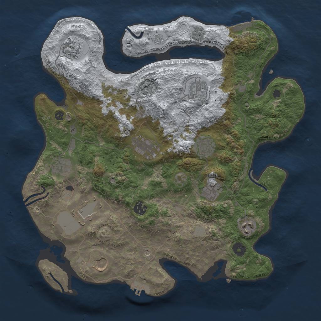 Rust Map: Procedural Map, Size: 3600, Seed: 651561, 20 Monuments