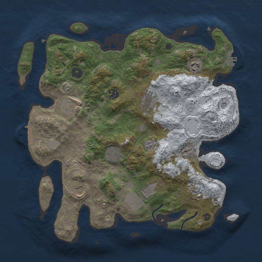 Rust Map: Procedural Map, Size: 3600, Seed: 858760954, 18 Monuments
