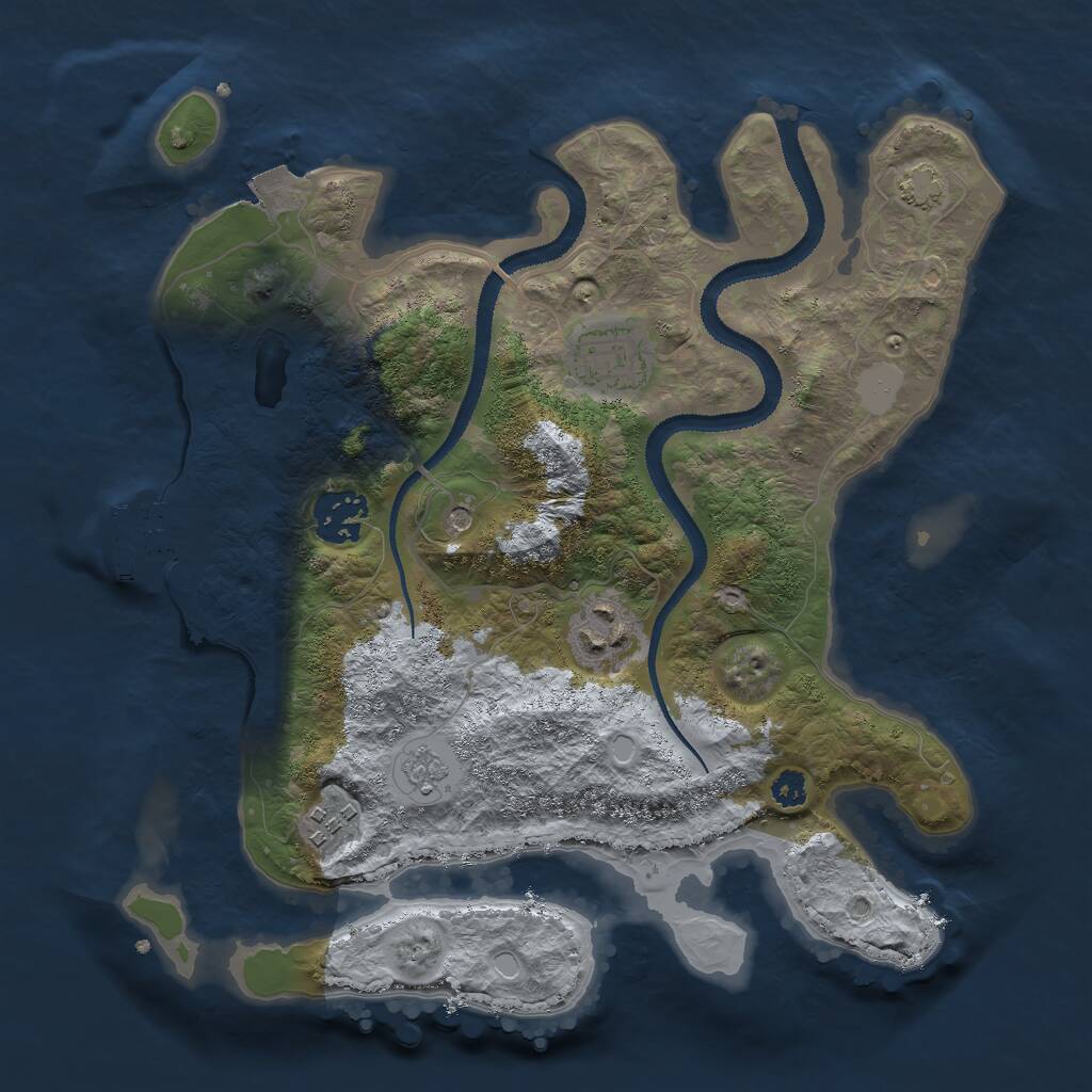 Rust Map: Procedural Map, Size: 3000, Seed: 469739615, 9 Monuments