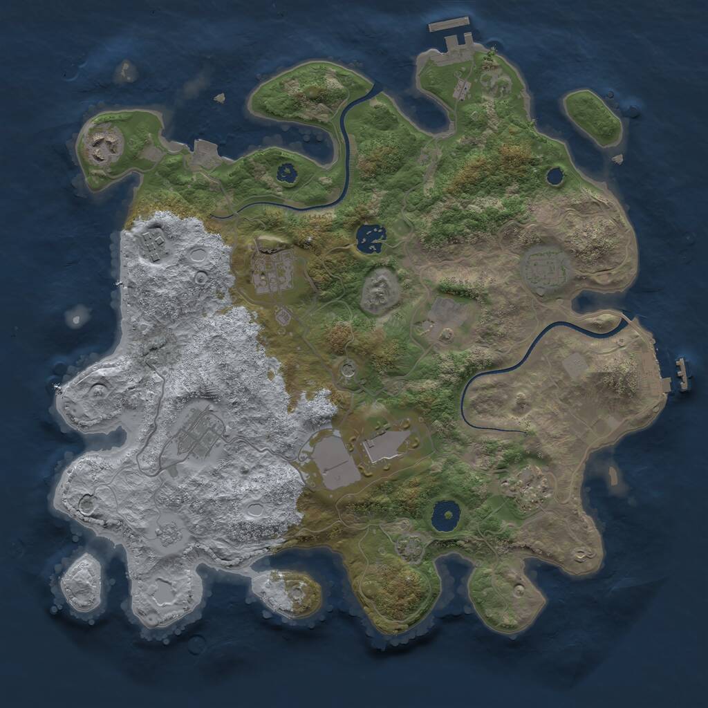 Rust Map: Procedural Map, Size: 3500, Seed: 435505745, 15 Monuments