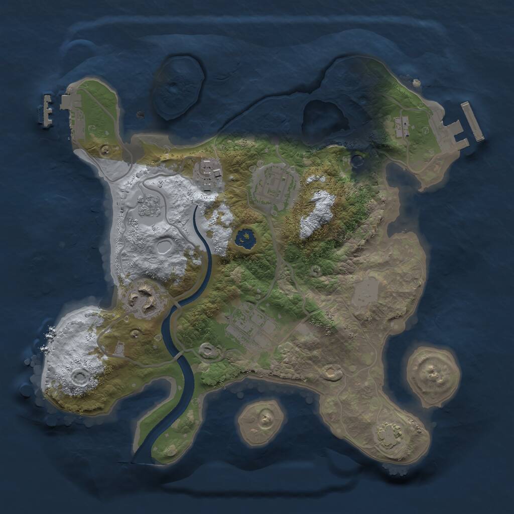 Rust Map: Procedural Map, Size: 2500, Seed: 312465, 10 Monuments