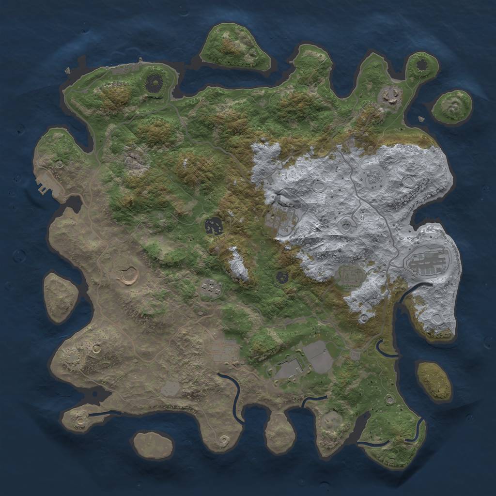 Rust Map: Procedural Map, Size: 4000, Seed: 1360915976, 17 Monuments