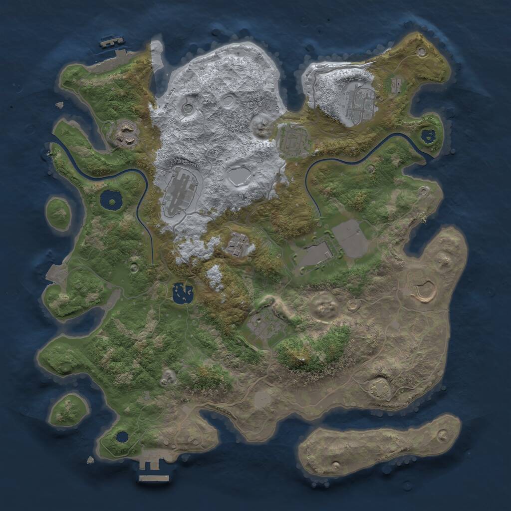 Rust Map: Procedural Map, Size: 3500, Seed: 13893, 14 Monuments