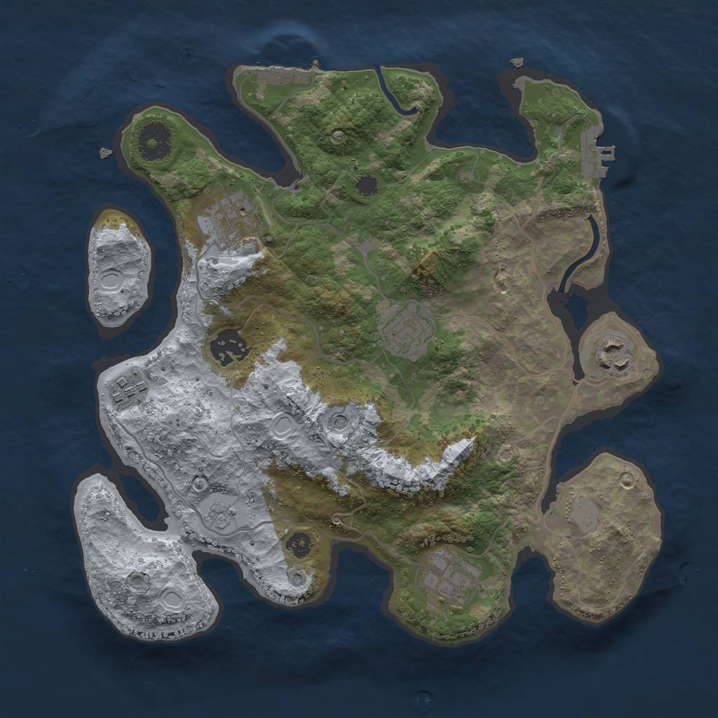 Rust Map: Procedural Map, Size: 3000, Seed: 1596467483, 15 Monuments