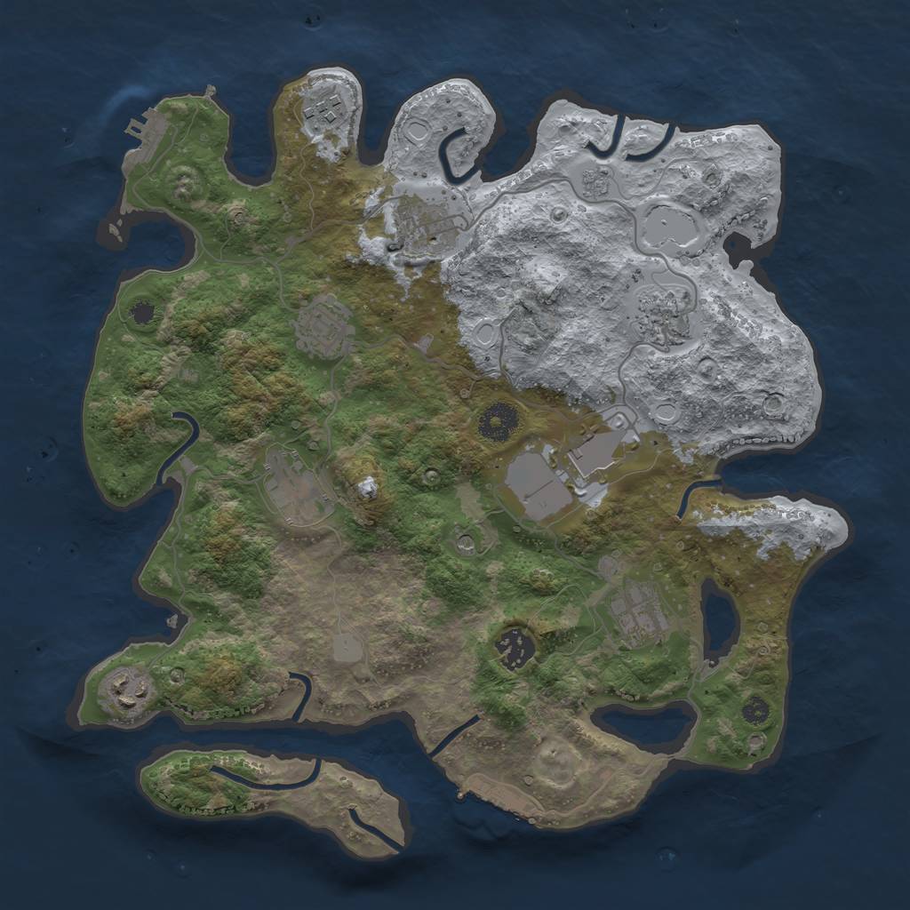 Rust Map: Procedural Map, Size: 3500, Seed: 619140767, 16 Monuments