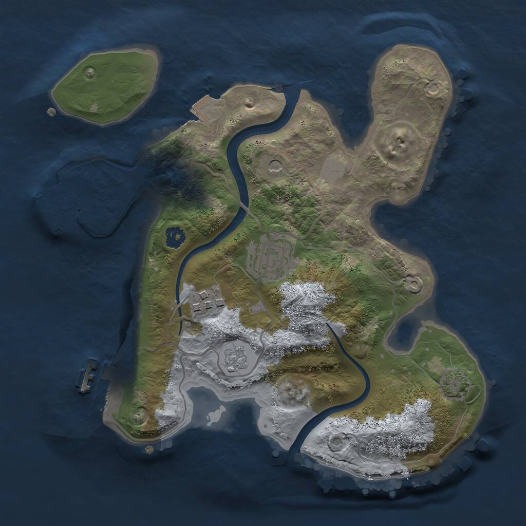Rust Map: Procedural Map, Size: 2500, Seed: 1058451466, 8 Monuments