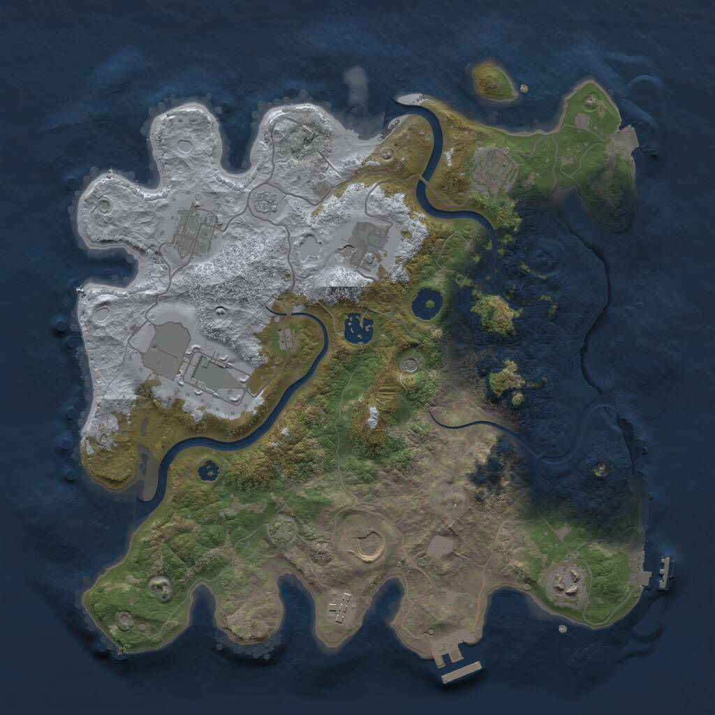 Rust Map: Procedural Map, Size: 3500, Seed: 1548756954, 14 Monuments