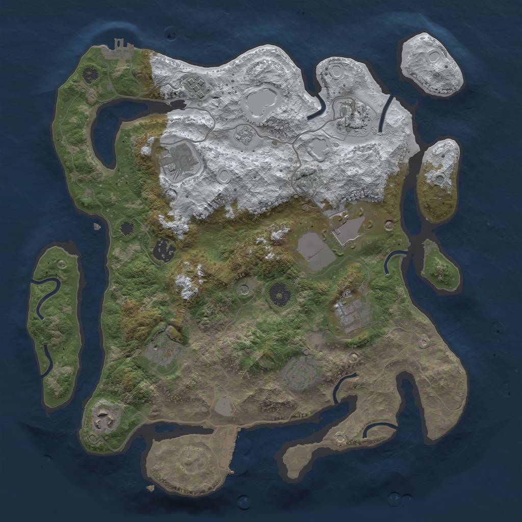 Rust Map: Procedural Map, Size: 3500, Seed: 672546062, 18 Monuments