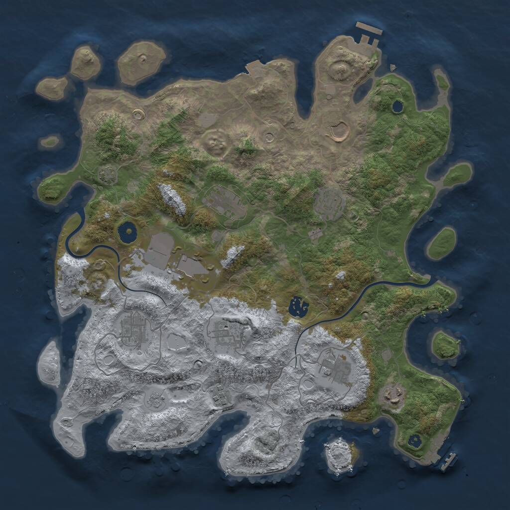 Rust Map: Procedural Map, Size: 3800, Seed: 838244014, 16 Monuments